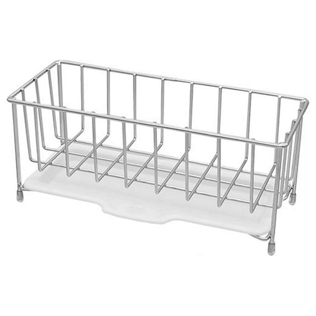 Kitchen Sink Organizer Shelf Storage Rack Stainless Steel With Drip Tray Rustproof Durable Sponge Holder