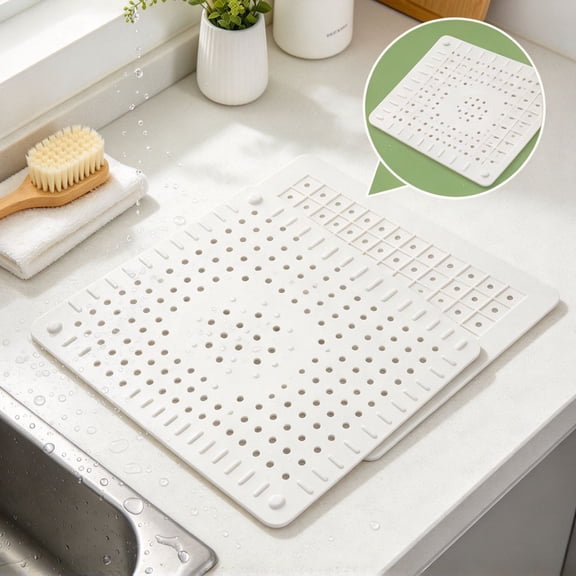 Kitchen Sink Protector Mats 2 Pack, Food-Grade Rubber Sink Mat, Non Slip Drain Mat, Multi Purpose Kitchen Sink Liner (2PCS)