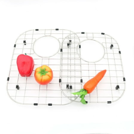 Kitchen Sink Protectors For Double Kitchen Sink Set Of Two Metal Sink Protector Mat 16 X 13 In 14.5 X 11.26 In/ Stainless Steel Drain Rack