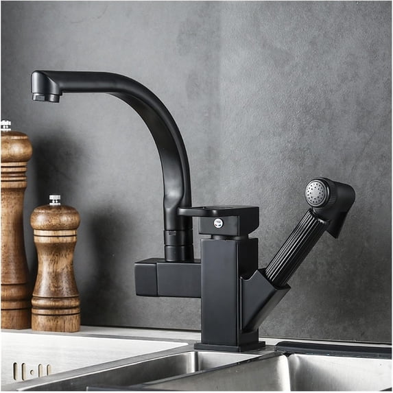 Kitchen Sink Pull-Out Telescopic Faucet Multi-Purpose Pressurized Spray Gun Single Hole Cold and Hot Water Mixing Faucet
