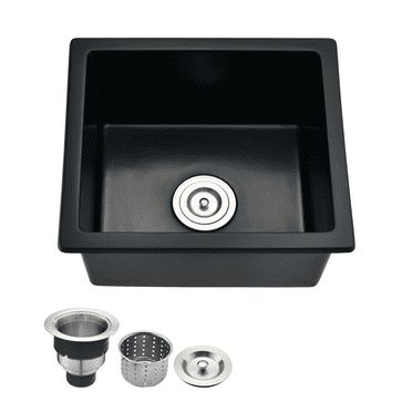 Kitchen Sink Quartz 18" L X 16" W Undermount Bar Sink With Basket Strainer,Stainless Steel Kitchen Sink