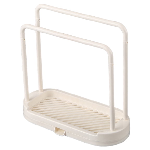 Kitchen Sink Rack Tray Organizer Stand for Sponge, Dish Cloth, Rag, Brush, Scrubber Storage and Organization, Kitchen Cloth Rack, Double-Layer Dishwashing and Cleaning Cloth Drain Rack,Beige