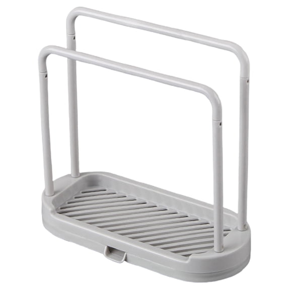 Kitchen Sink Rack Tray Organizer Stand for Sponge, Dish Cloth, Rag, Brush, Scrubber Storage and Organization, Kitchen Cloth Rack, Double-Layer Dishwashing and Cleaning Cloth Drain Rack,Grey
