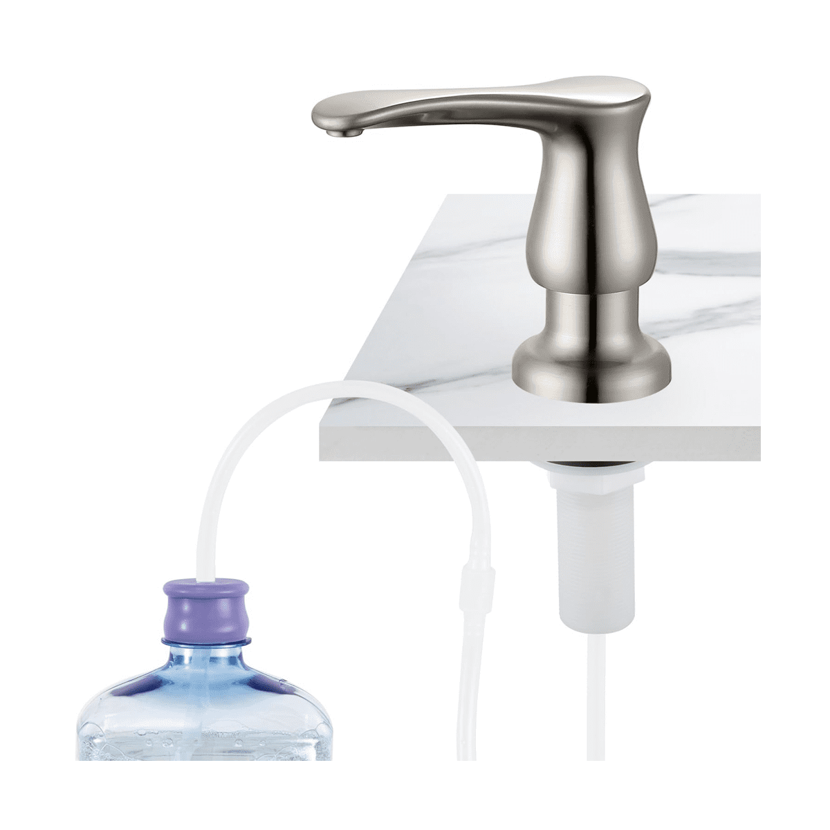 Kitchen Sink Soap Dispenser Brushed Nickel,Under-Sink Soap Dispenser with Silicone Extension Tube Kit