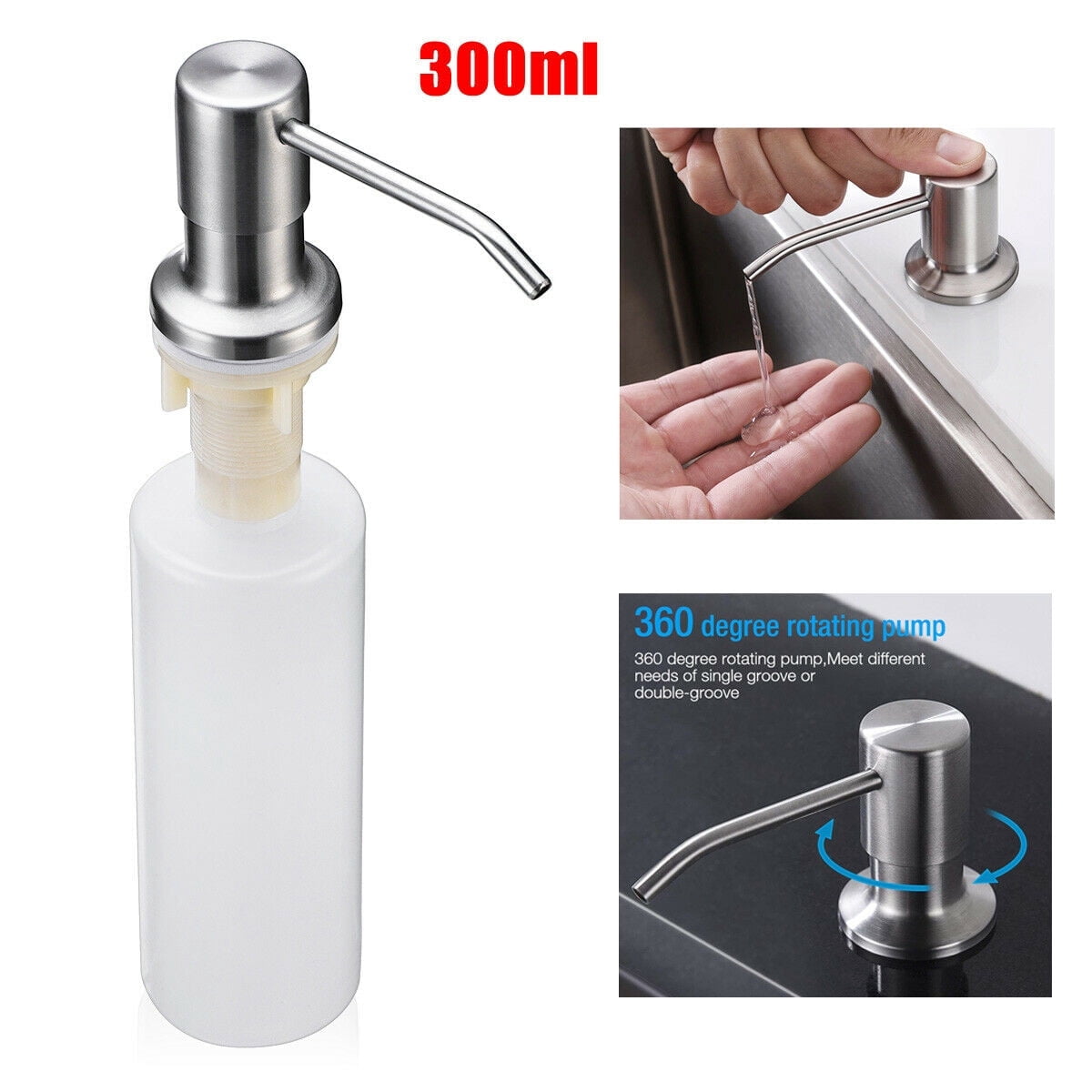 Kitchen Sink Soap Dispenser, Stainless Steel Liquid Hand Lotion Shampoo ...