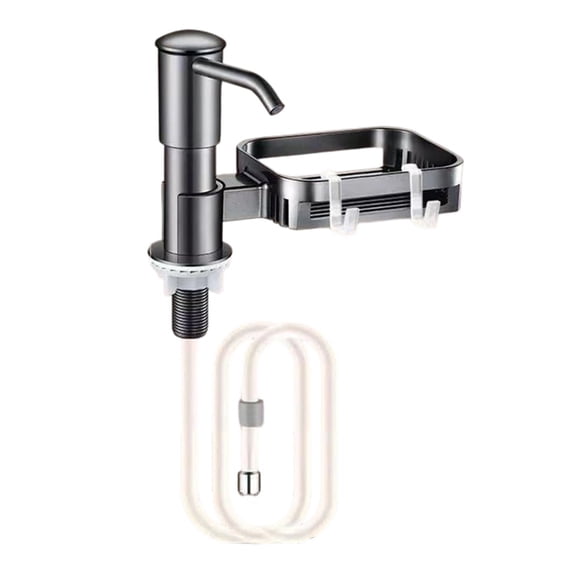 Kitchen Sink Soap Dispenser With 38 Inch Extension Tube And Rotatable Sponge Holder, Heavy‑duty Pump Head For Countertop Liquid Storage