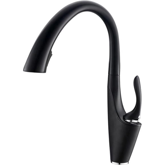 Kitchen Sink Solid Brass Hidden Pull-Out Kitchen Faucet with Dual-Function Sprayer, Swivel Single Handle Hot and Cold Water Kitchen Mixer Tap,Black
