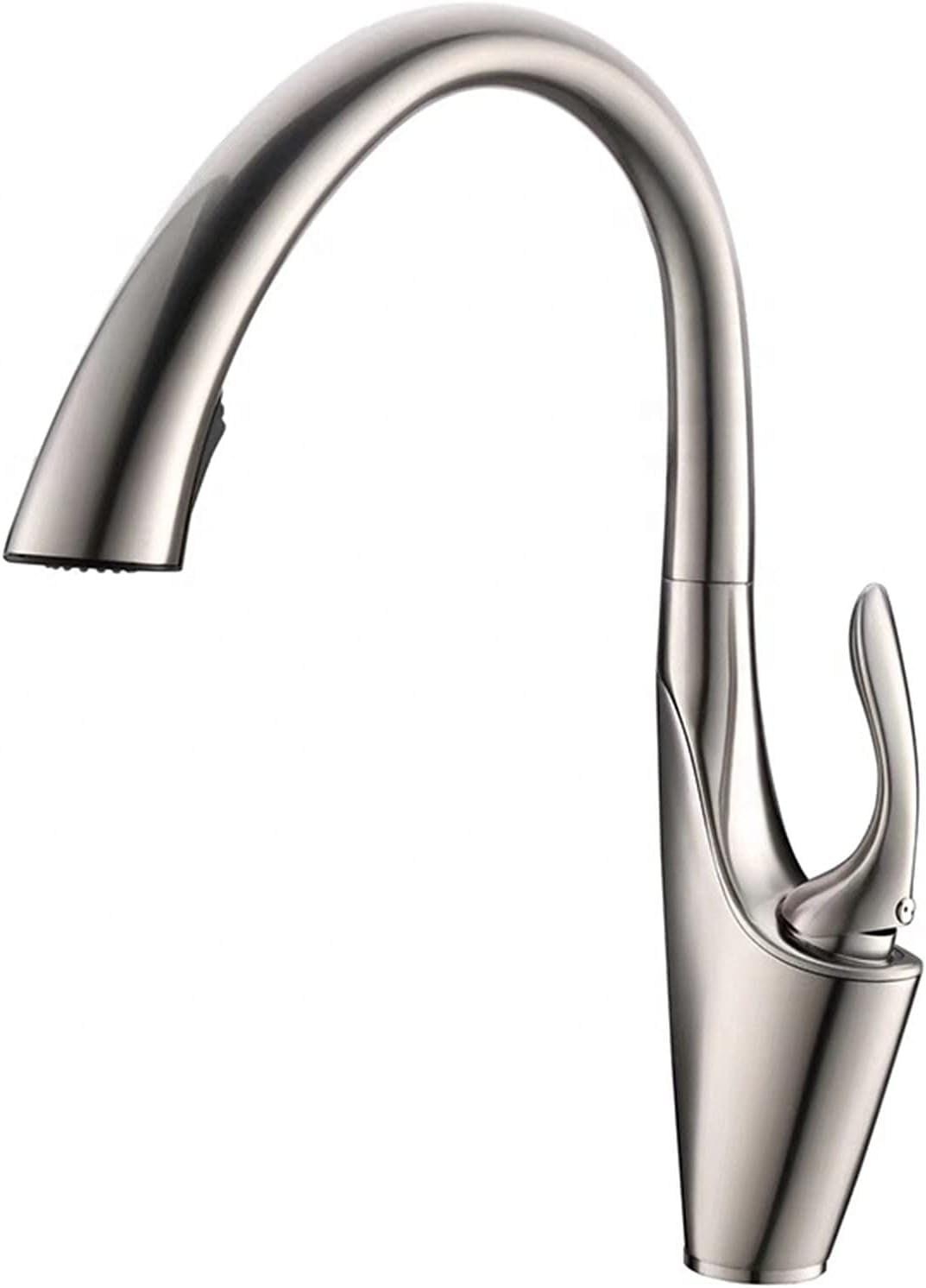 Kitchen Sink Solid Brass Hidden Pull-Out Kitchen Faucet with Dual-Function Sprayer, Swivel Single Handle Hot and Cold Water Kitchen Mixer Tap,Black