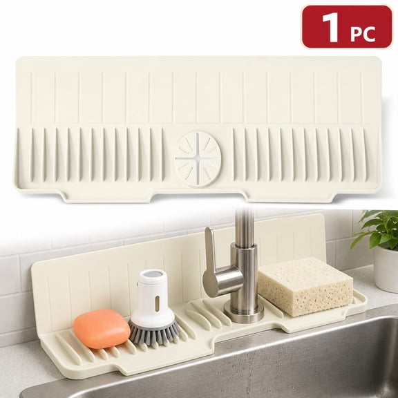 Kitchen Sink Splash Guard,24'' Silicone Kitchen Faucet Splash-Proof Silicone Mat,Fast Self-Draining 24*9in