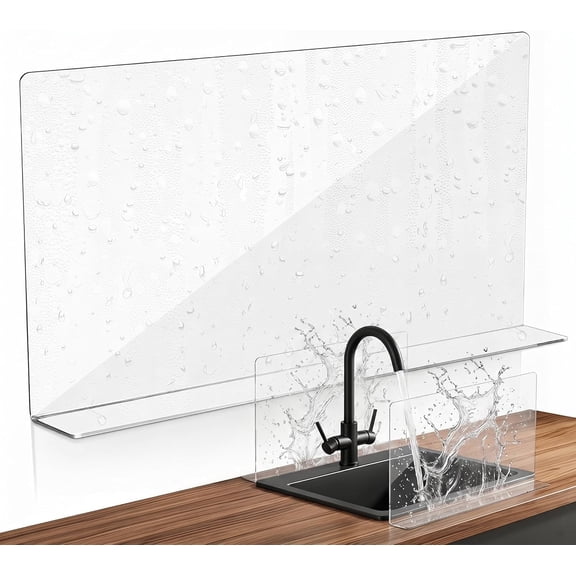 Kitchen Sink Splash Guard Acrylic Water Barrier for Bathroom and Kitchen Sink 15.74 X 8.26 X 1.96 Inches Protection Anti-Splashing Guard with Smooth Surface Easy to Clean