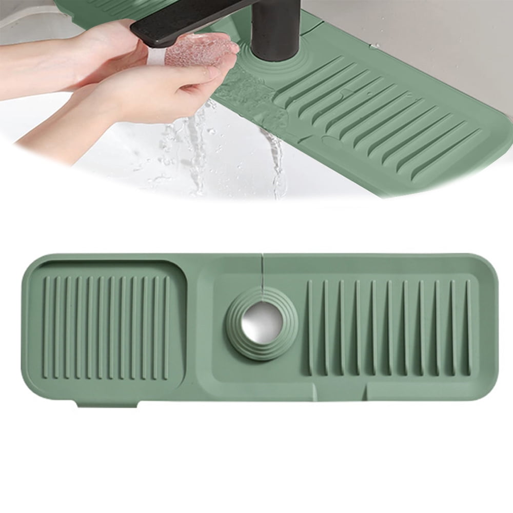 Kitchen Sink Splash Guard Faucet Drain Mat & Handle Drip Catcher Tray