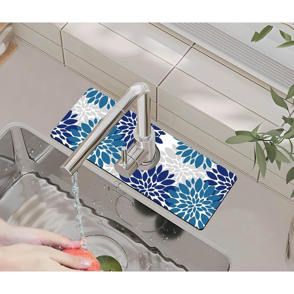 Kitchen Sink Splash Guard Faucet Mat -1 PC Super Absorbent Fast Drying Mat Sink Gadgets-Splash Guard Behind Faucet Drip Catcher for Kitchen, Bathroom,Sink Mat, Dish Drying Mat, Bathroom(15" X 5.5" )