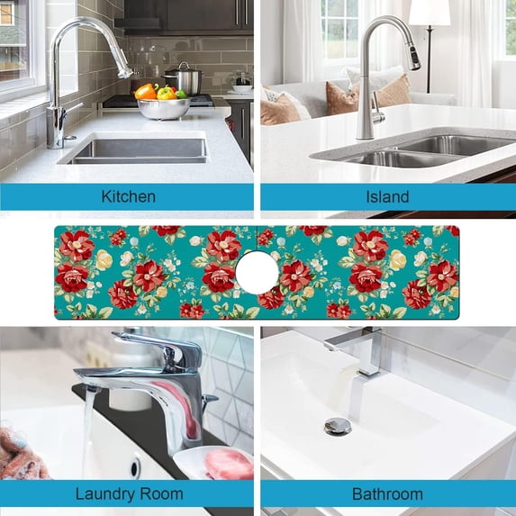 Kitchen Sink Splash Guard Faucet Mat -1 PC Super Absorbent Fast Drying Mat Sink Gadgets-Splash Guard Behind Faucet Drip Catcher for Kitchen, Bathroom,Sink Mat, Dish Drying Mat, Bathroom(23.5" X 5.5" )