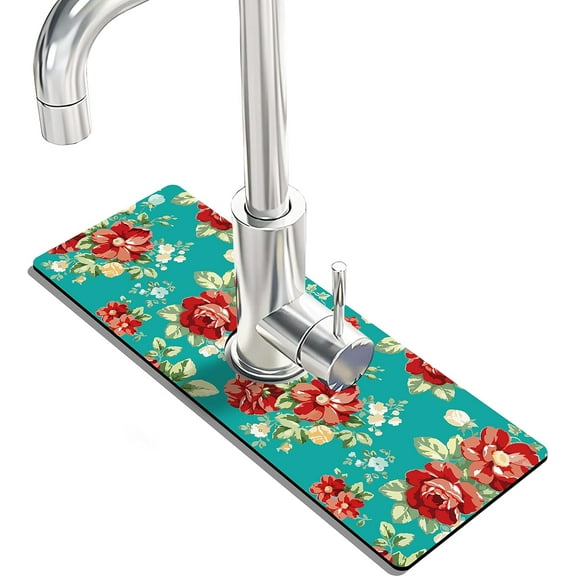 Kitchen Sink Splash Guard Faucet Mat -1 PC Super Absorbent Fast Drying Mat Sink Gadgets-Splash Guard Behind Faucet Drip Catcher for Kitchen, Bathroom,Sink Mat, Dish Drying Mat, Bathroom(15" X 5.5" )