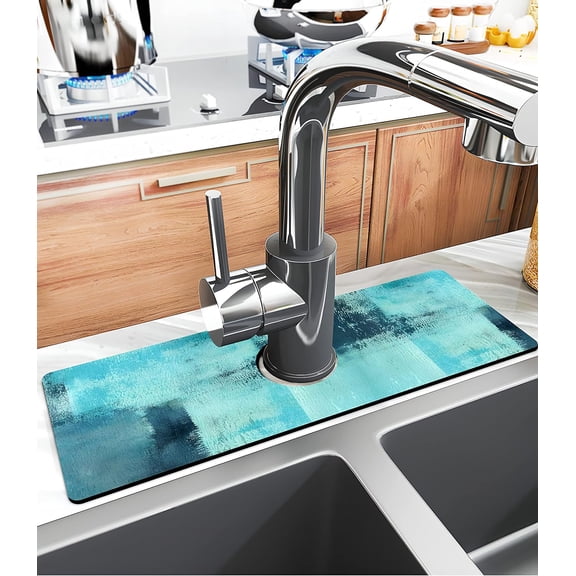 Kitchen Sink Splash Guard Faucet Mat -1 PC Super Absorbent Fast Drying Mat Sink Gadgets-Splash Guard Behind Faucet Drip Catcher for Kitchen, Bathroom,Sink Mat, Dish Drying Mat, Bathroom(15" X 5.5" )