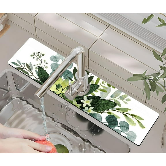 Kitchen Sink Splash Guard Faucet Mat -1 PC Super Absorbent Fast Drying Mat Sink Gadgets-Splash Guard Behind Faucet Drip Catcher for Kitchen, Bathroom,Sink Mat, Dish Drying Mat, Bathroom(23.5" X 5.5" )