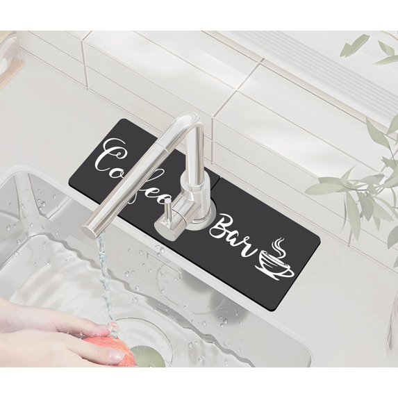 Kitchen Sink Splash Guard Faucet Mat -1 PC Super Absorbent Fast Drying Mat Sink Gadgets-Splash Guard Behind Faucet Drip Catcher for Kitchen, Bathroom,Sink Mat, Dish Drying Mat, Bathroom(15" X 5.5" )