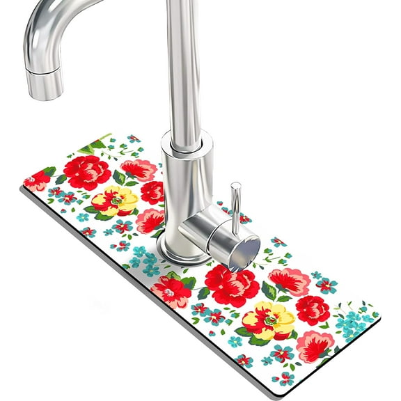 Kitchen Sink Splash Guard Faucet Mat -1 PC Super Absorbent Fast Drying Mat Sink Gadgets-Splash Guard Behind Faucet Drip Catcher for Kitchen, Bathroom,Sink Mat, Dish Drying Mat, Bathroom(15" X 5.5" )