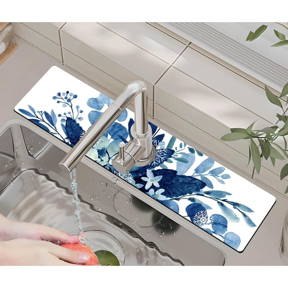 Kitchen Sink Splash Guard Faucet Mat -1 PC Super Absorbent Fast Drying Mat Sink Gadgets-Splash Guard Behind Faucet Drip Catcher for Kitchen, Bathroom,Sink Mat, Dish Drying Mat, Bathroom(23.5" X 5.5" )