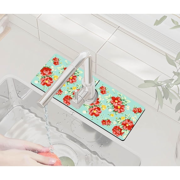 Kitchen Sink Splash Guard Faucet Mat -1 PC Super Absorbent Fast Drying Mat Sink Gadgets-Splash Guard Behind Faucet Drip Catcher for Kitchen, Bathroom,Sink Mat, Dish Drying Mat, Bathroom(15" X 5.5" )