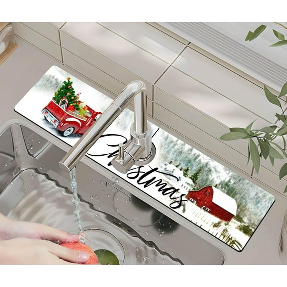 Kitchen Sink Splash Guard Faucet Mat -1 PC Super Absorbent Fast Drying Mat Sink Gadgets-Splash Guard Behind Faucet Drip Catcher for Kitchen, Bathroom,Sink Mat, Dish Drying Mat, Bathroom(23.5" X 5.5" )
