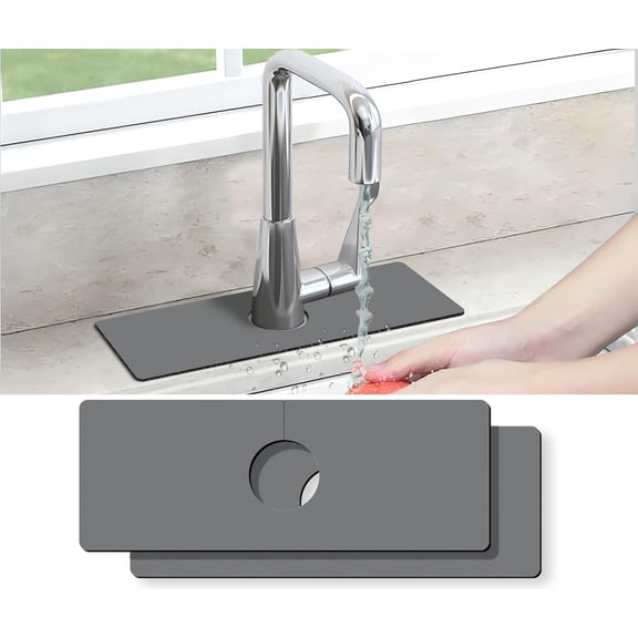 Kitchen Sink Splash Guard Faucet Mat -2 PC Super Absorbent Fast Drying Mat Sink Gadgets-Splash Guard Behind Faucet Drip Catcher for Kitchen, Bathroom,Sink Mat, Dish Drying Mat, Bathroom(15" X 5.5" )