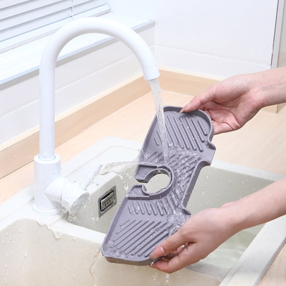 Kitchen & Bathroom Sink Splash Guard Mat, Silicone Draining Pad for Faucet Water Catcher, Non-Slip Laundry Faucet Mat