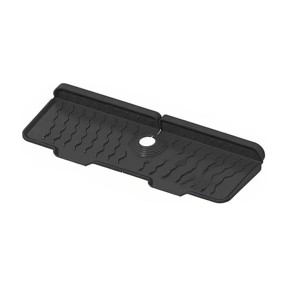 Kitchen Sink Splash Guard,Silicone Faucet Mat with 7 Black 185.7 in Foldable Faucet Drain Pad with Cuttable Opening for Countertop Water Catching Behind Kitchen & Bathroom Faucets