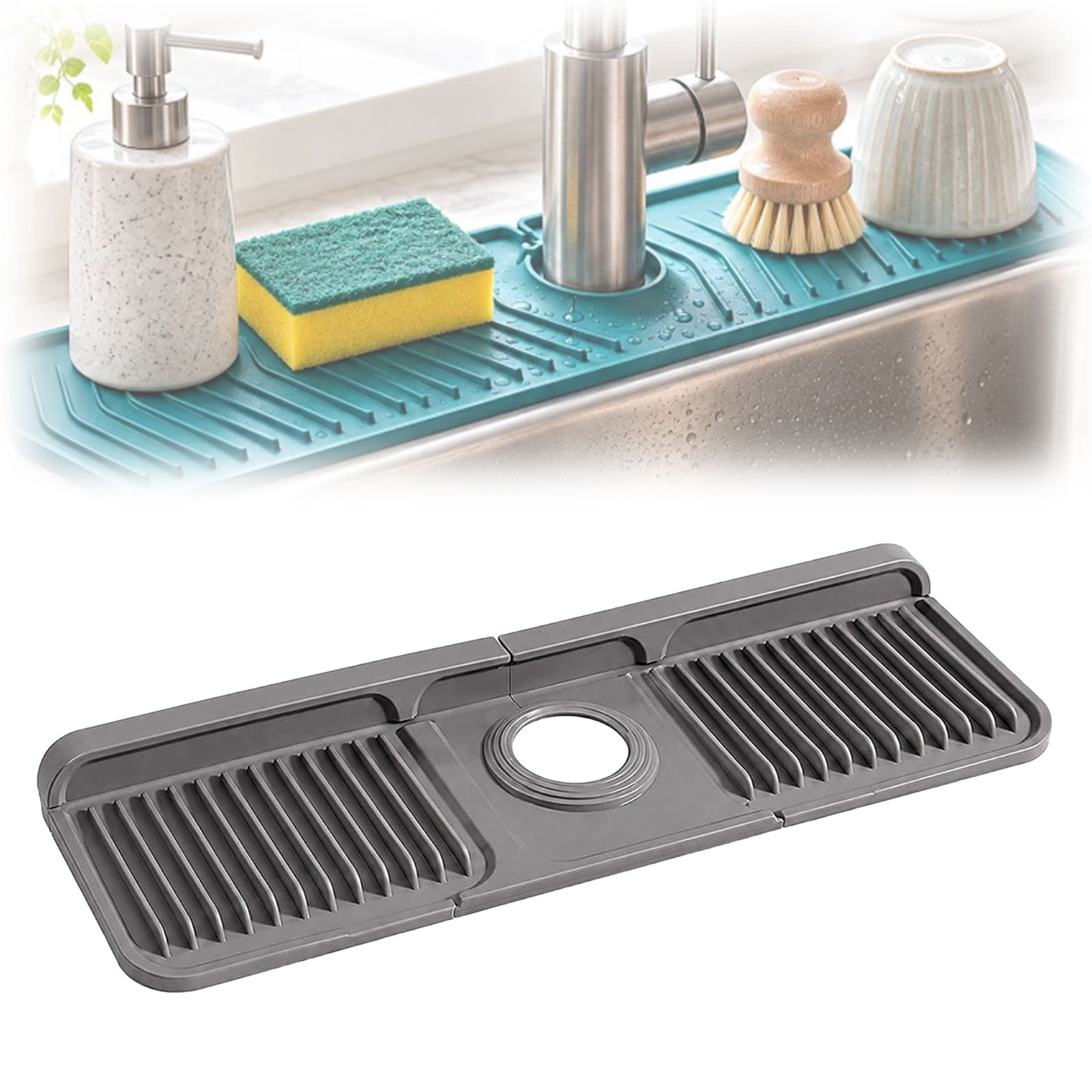 Kitchen Sink Splash Guard, Silicone Faucet Mat with 6° Slope, 24 Inch ...