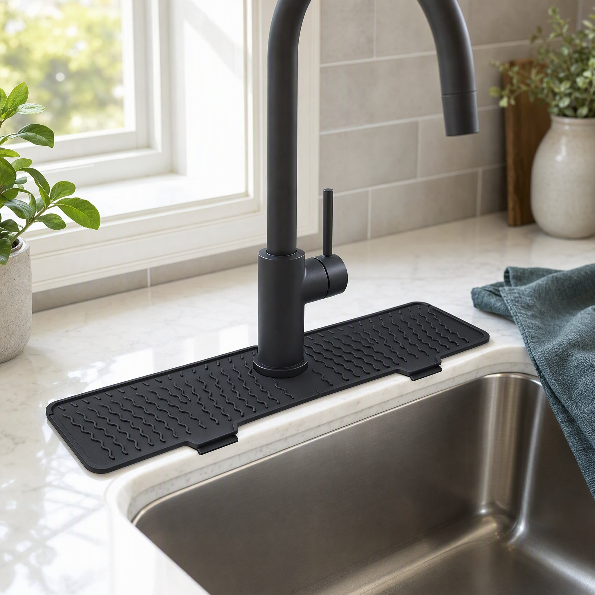 Kitchen Sink Splash Guard, Silicone Sink Protector Mat, Splash Mat with ...