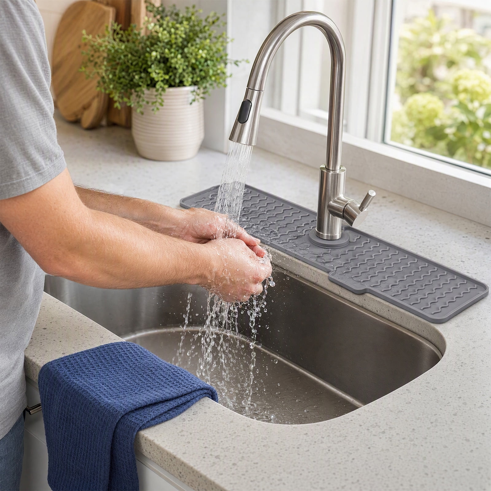 Kitchen Sink Splash Guard, Silicone Sink Protector Mat, Splash Mat with ...