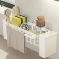 thumbnail image 1 of Kitchen Sink Sponge Caddy Organizer with Auto-Draining Tray, Multi-Functional Drainage Basket for Scrubbers, Brushes and Cleaning Tools, Countertop Storage for Home Kitchen, 12*5*4in, White, 1 of 8