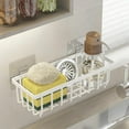 thumbnail image 1 of Kitchen Sink Sponge Holder with Auto-Drain Tray and Towel Rod, Non-Slip Soap Caddy Organizer – Large Capacity Sink Caddy for Sponges Brushes Soap Stopper Countertop Storage, 1 of 6