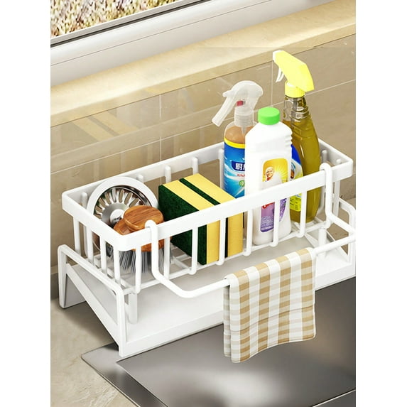 Kitchen Sink Sponge Holder, Dish Cloth Hanger, Countertop Sponge Rack, Sink Organizer Shelf