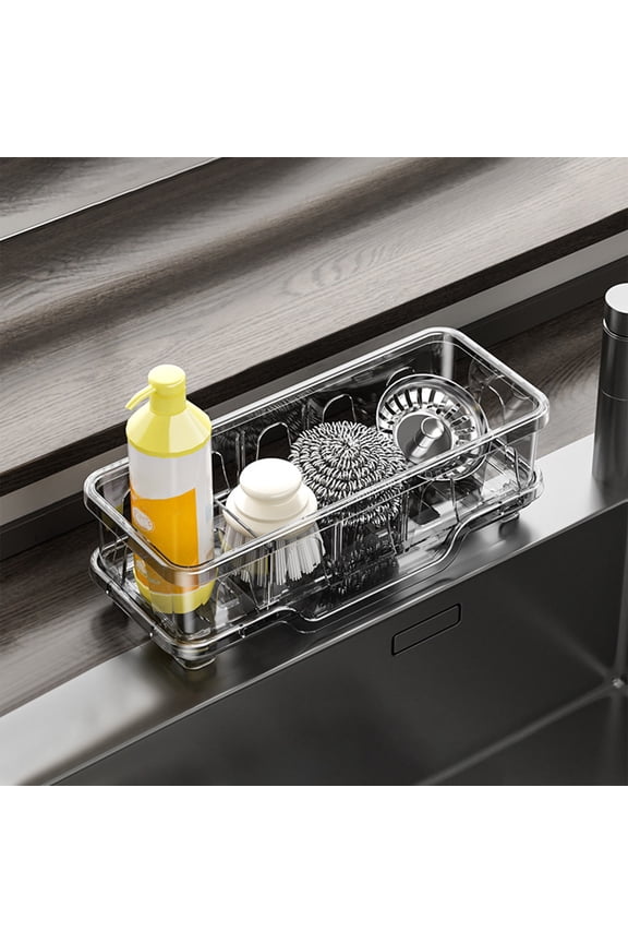 Kitchen Sink Sponge Holder Drain Rack Organizer Compact Stylish Storage Tool Bathroom Countertop Dish Soap Stand Ventilated Drying Station For Sponges Scrub Brushes Kitchenware Organization