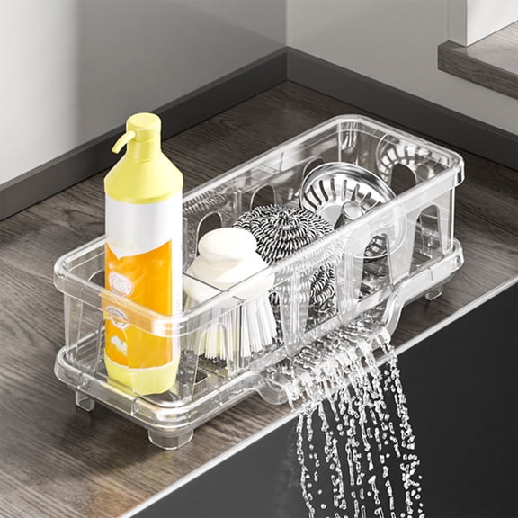 Kitchen Sink Sponge Holder Drain Rack Organizer Compact Stylish Storage Tool Bathroom Countertop Dish Soap Stand Ventilated Drying Station For Sponges Scrub Brushes Kitchenware Organization
