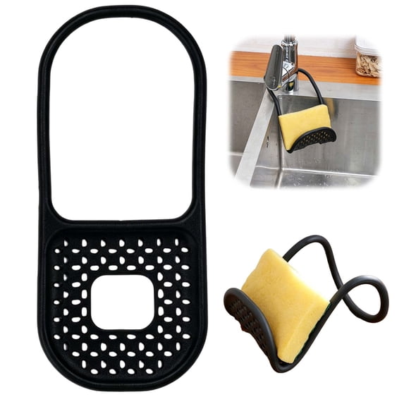 Kitchen Sink Sponge Holder Organizer Fit for Scrub Sponges Over Faucet Kitchen Sink Caddy Organizer,Self Draining,Dishwasher Safe for Kitchen Sink Caddy Organizer Rack,4.33x10.24 inch