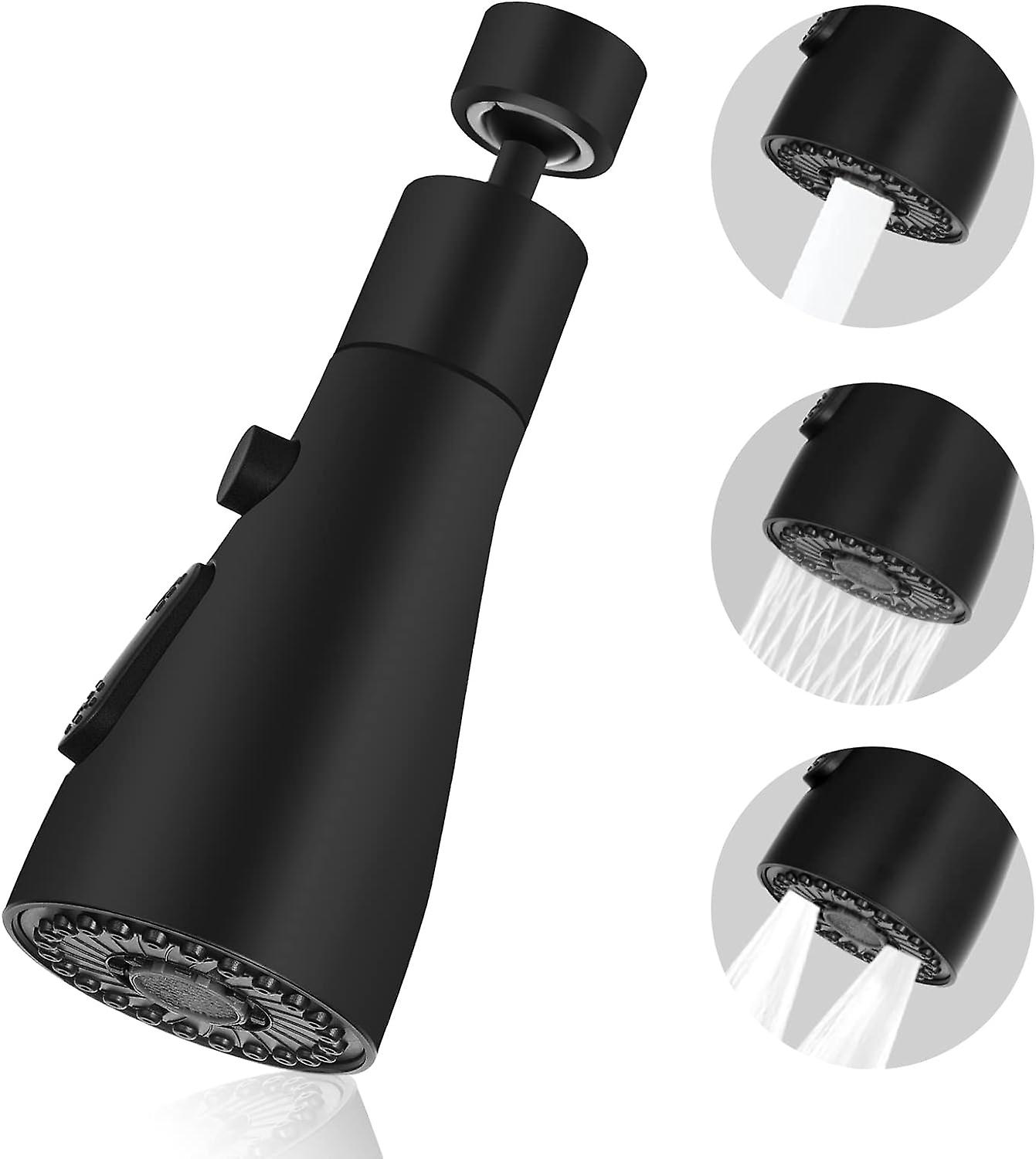 Kitchen Sink Spray Faucet, 360 Rotating Aerator Kitchen Faucet, 3 Mode Kitchen Faucet Nozzle, For Kitchen Faucet Aerator Fm22 (black)