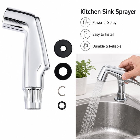 Kitchen Sink Sprayer Universal Faucet Sprayer Attachment, Chrome finish Replacement Sink Side Sprayer Pull Out Head