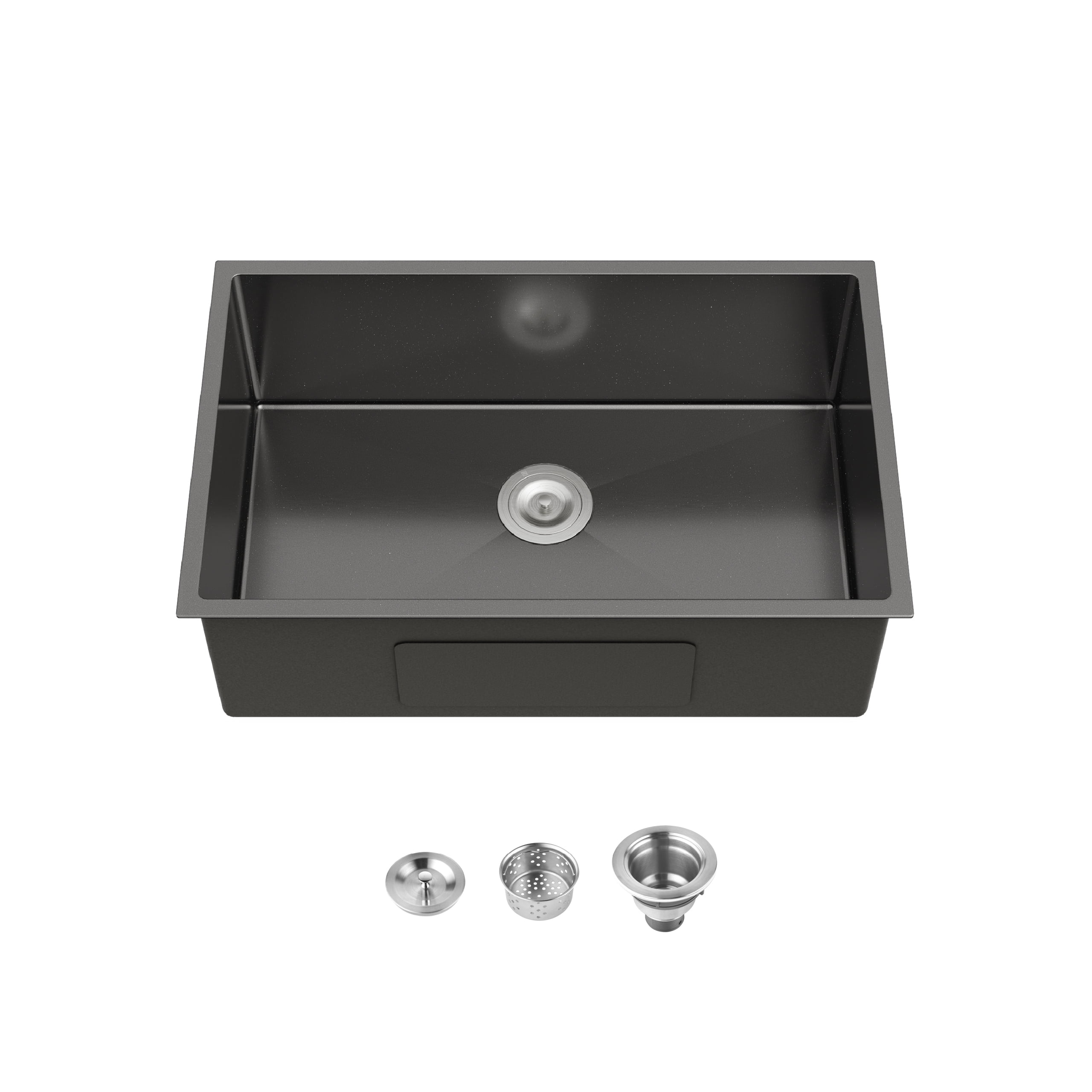 Kitchen Sink Stainless Steel Kitchen Sink, 30″x19″ Single Bowl, Undermount HandmadeSink in Black, with US Standard Drain and Hook, SS-BL-05,Stainless Steel Kitchen Sink