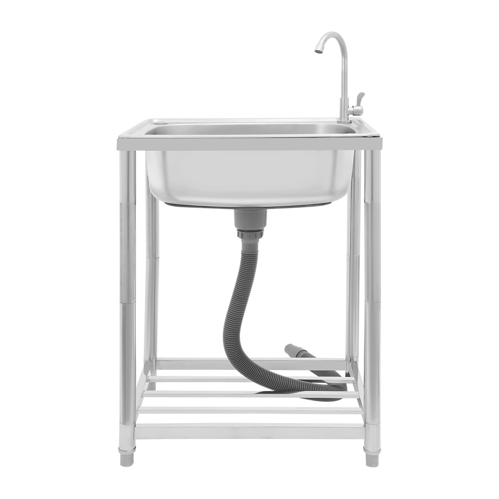 Kitchen Sink, Stainless Steel Sink, Free Standing Single Bowl Sink for Homes, Outdoors, Restaurants, Laundry Rooms, Basements