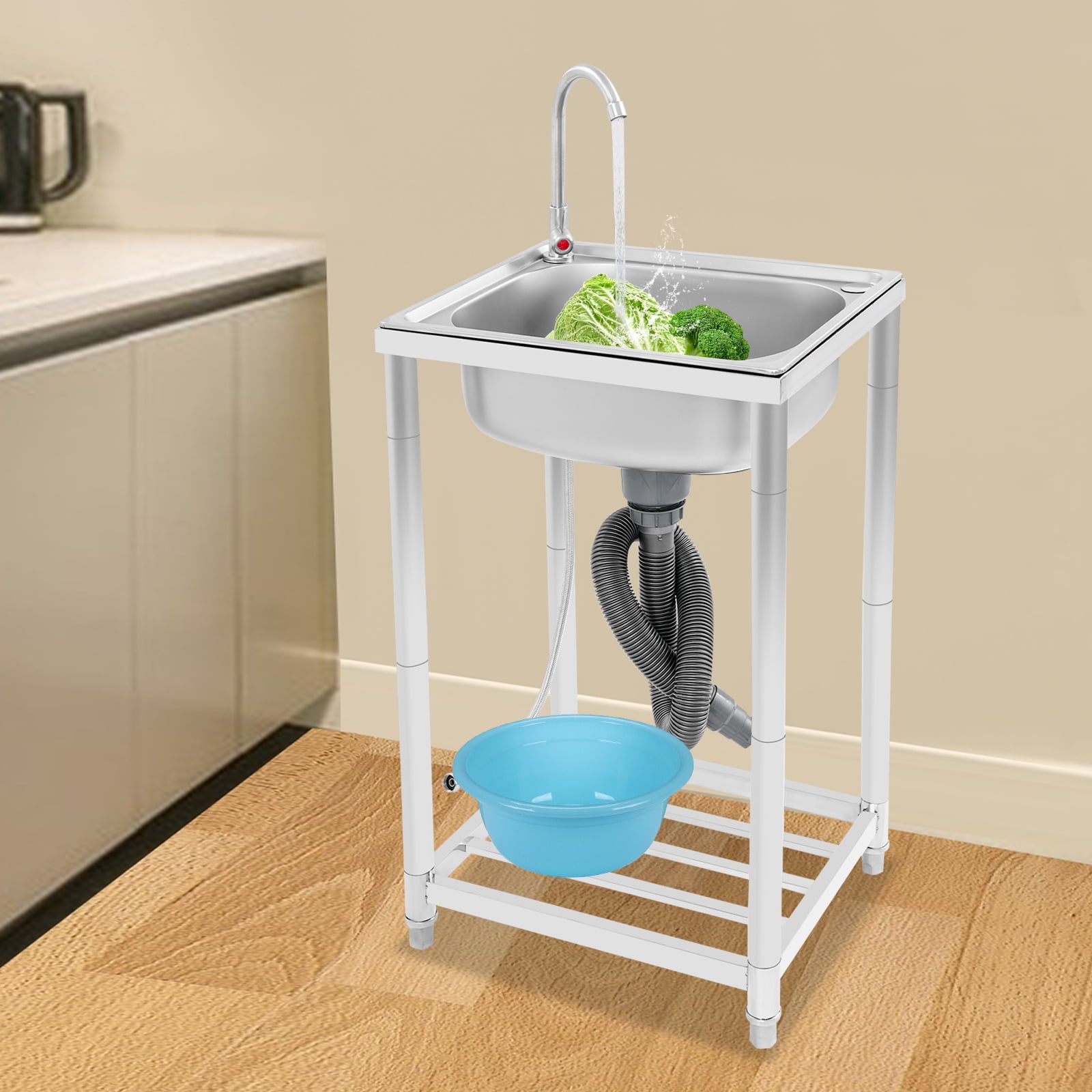 Kitchen Sink, Stainless Steel Sink, Free Standing Single Bowl Sink