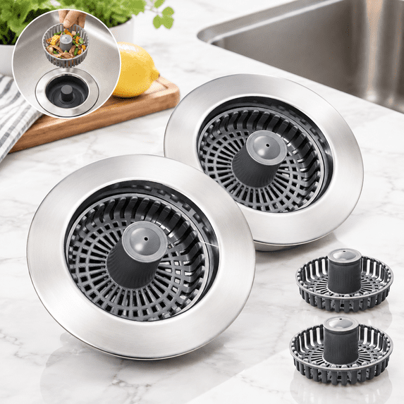 Sink Topper Kitchen Sink Stopper 3 In 1 Pop Up Drain Strainer With An Extra Basket ...