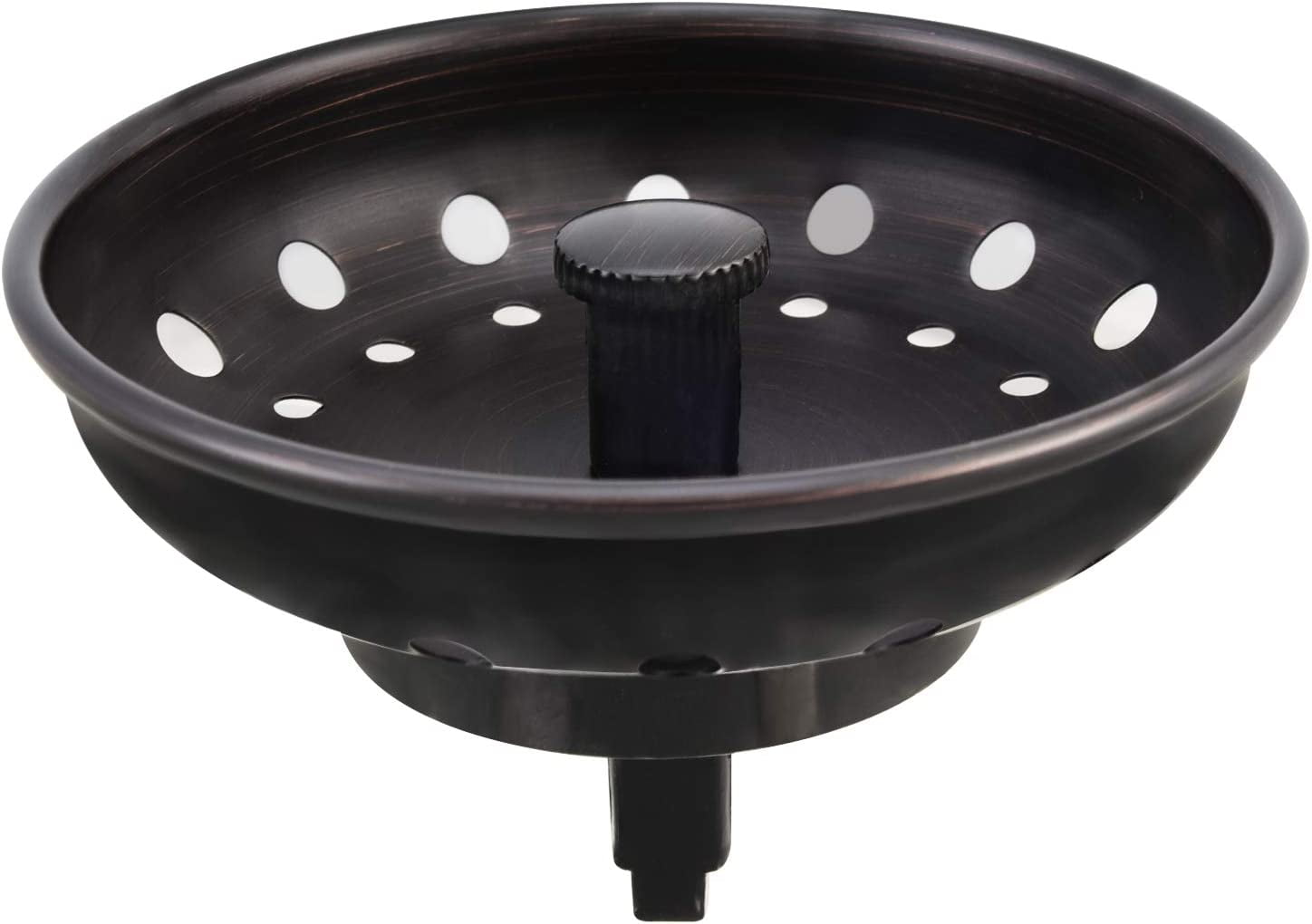 Kitchen Sink Stopper and Strainer Oil Rubbed Bronze Sink Drain Strainer Basket Replacement for Standard 3-1/2 inch Drain, Stainless Steel ORB Body Metal Center Knob with Rubber Drain Stopper