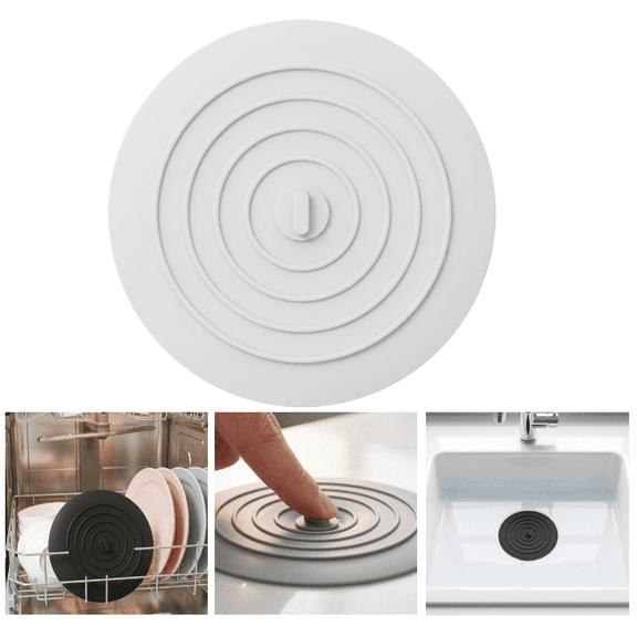 Kitchen Sink Stoppers, Universal Drain Plug, 6.0 Inch Silicone Sink Drain Stopper, Sink Drain Cover, Sink Drain Plug, Sink Water Stopper, Bathtub Stopper - (White)