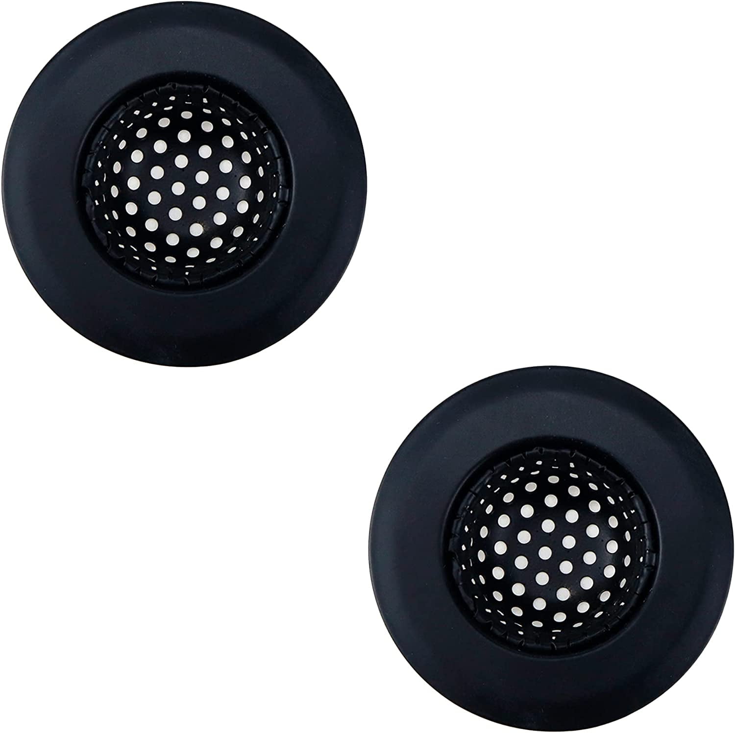 Kitchen Sink Strainer,2.17" Top / 1.18" Basket,Stainless Steel Sink Drain Strainer,Black,2 Pack