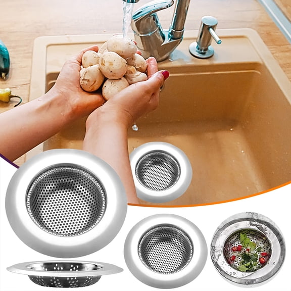 Kitchen Sink Strainer | 2 Pack Sink Drain Filter with Wide Side Guard | Food Catcher for Clog Prevention | Stainless Steel Mesh Basket for Kitchen Sink Drains and Garbage Disposals