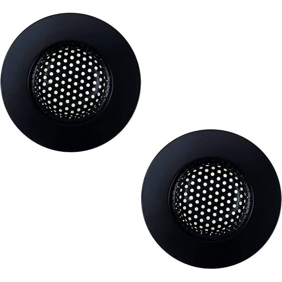 Kitchen Sink Strainer,3" Top / 1.5" Basket,Stainless Steel Sink Drain Strainer,Black,2 Pack