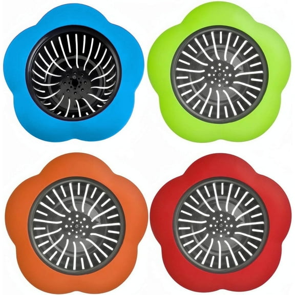 Kitchen Sink Strainer,4PCS Silicone Sink Strainers,Large Wide Rim 4.5" Diameter Sink Drain Strainer for Kitchen Sink - Multicolor