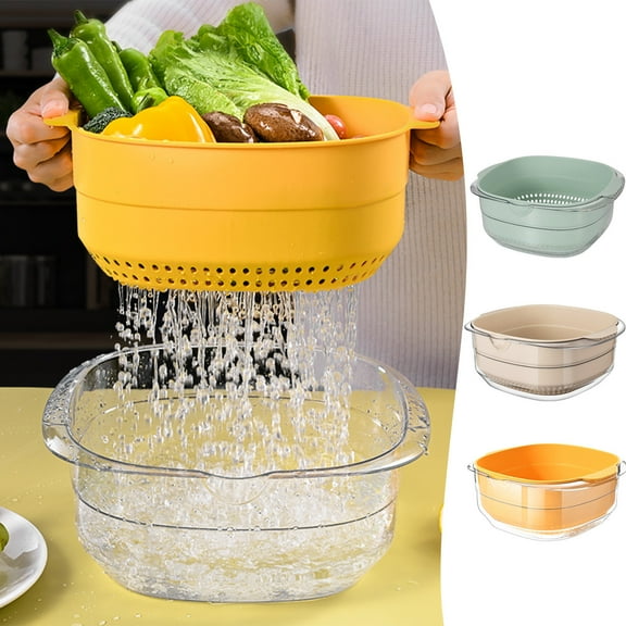 Kitchen Sink Strainer Basket with Drain for Vegetables and Fruit - Multi-Functional Colander Bowl for Washing, Rinsing, and Drying Food - Over Sink Drainer with Filter Holes